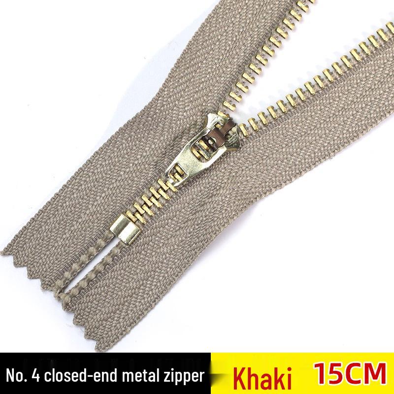 No. 4 Black Copper Zipper for Jeans, Pockets, and Bags - Self-Locking Metal Accessory
