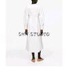 Summer New Product Women's Clothes Minimalist Cotton Long Sleeves V-neck Wrap Shirt Skirt Dress 1267048