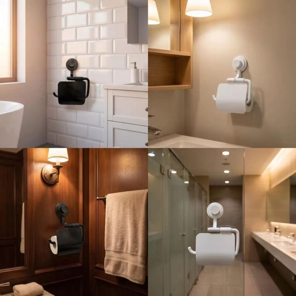 Waterproof Toilet Paper Holder ABS Material Suction Cup Toilet Paper Holder Humid Environment