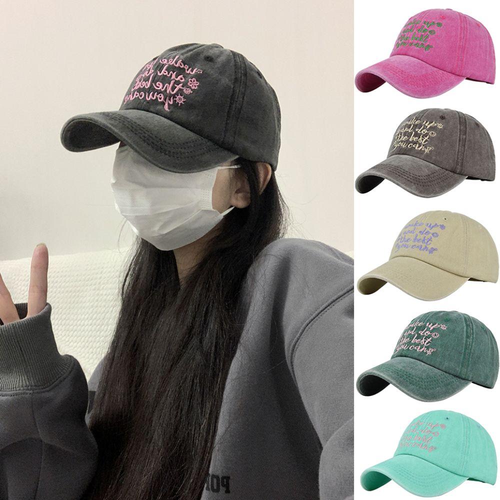 Embroidered Letters Baseball Cap Sun Protection Hip Hop Bonnet Vintage Casual Hat  for Women Men