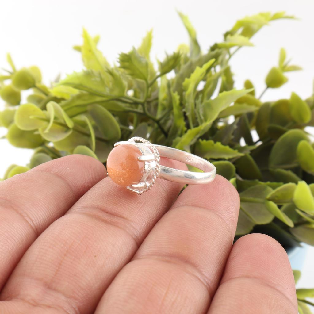 Pfirsich Mondstein Edelsteinschmuck, 925 Massiv Sterlingsilber Ring, Handgefertigter Wunderschöner Silberring, Für Hochzeitsgeschenk