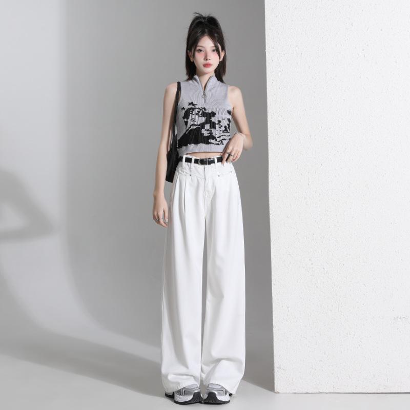 

Women s White Tencel High-Waist Wide-Leg Jeans - Summer 2024 Collection Large