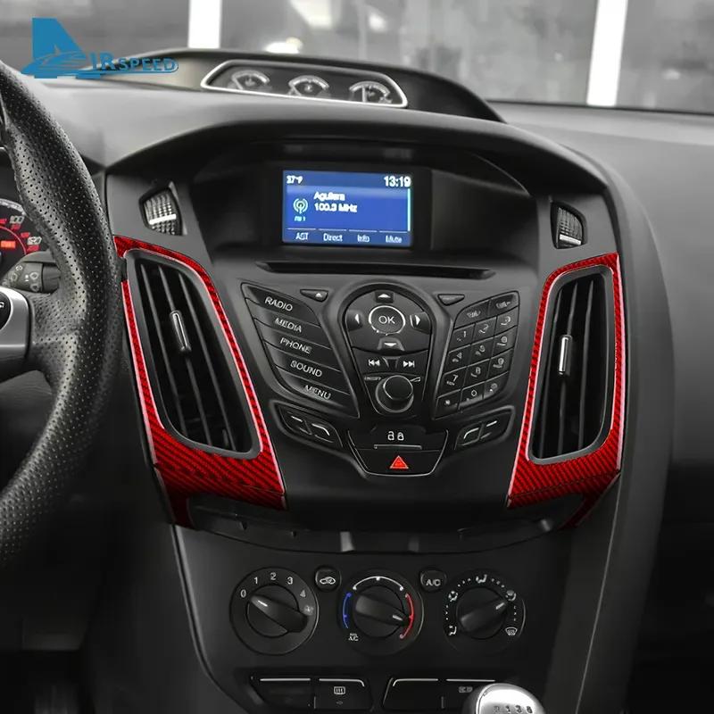For Ford Focus SE ST MK3 2012 2013 2014 Real Soft Carbon Fiber Trim Sticker LHD Car Central Control Air Outlet Frame Accessories