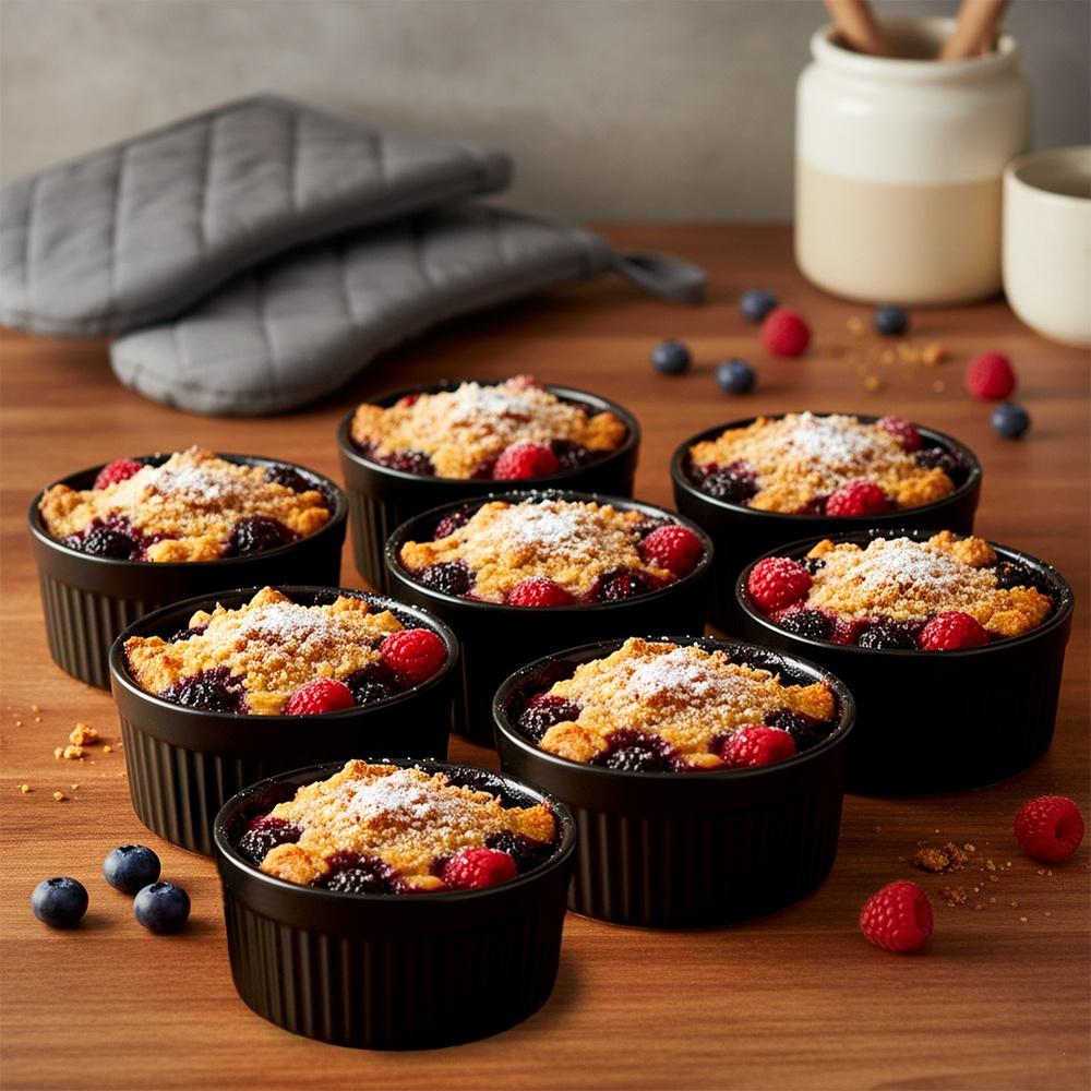 Black Porcelain Baking Bowls 260 Ml 8 Pcs.