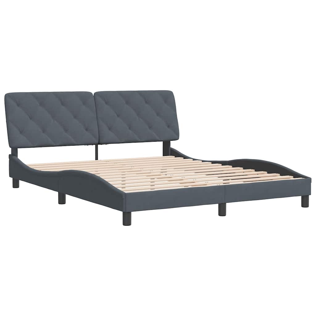 Bed Frame without Mattress Dark Grey 160x200 cm Velvet