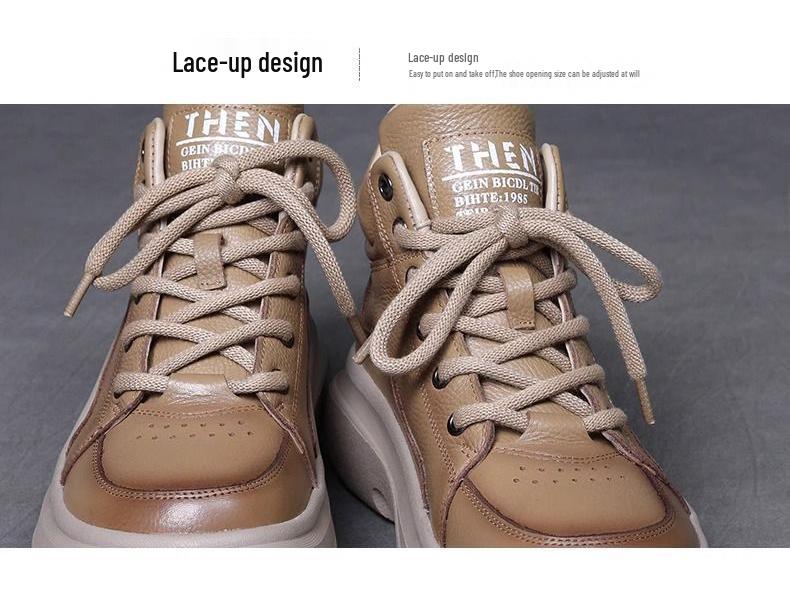 Women's Retro Genuine Leather Ankle Boots - Warm, Versatile, Thick Sole, Casual British Martin Style for Autumn and Winter.