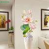 3D Lotus Flower Vase Wall Stickers,Removable Floral Wall Decals for Living Room,Bedroom,Home Decor,Peel and Stick Art Murals