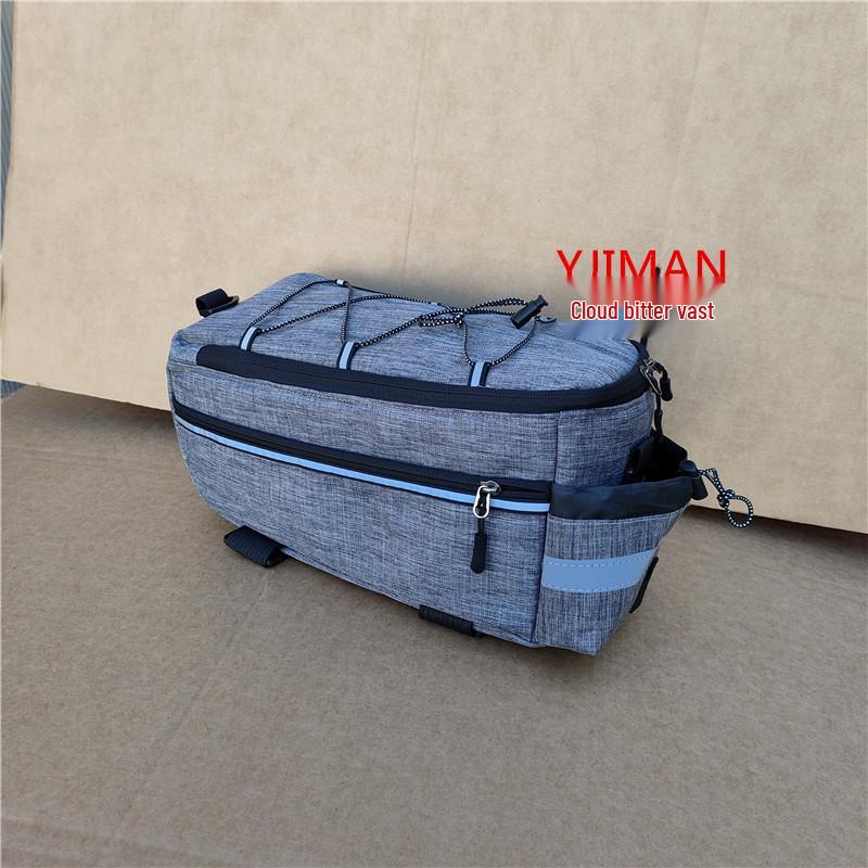 Insulated Polyester Mountain Bike Rear Rack Bag: Single Pannier and Cycling Gear Storage. 30x16x15.5cm серый