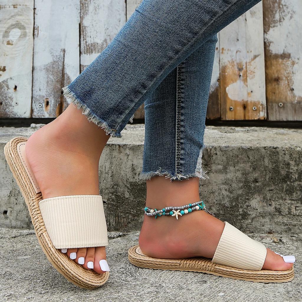 Women's Fashion Trend Anti-slip Wear Comfortable Soft Sole Lightweight Cool Mid-heel Slippers
