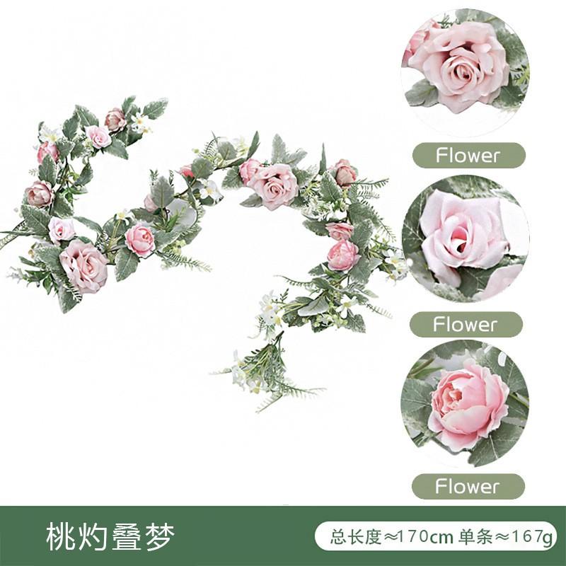 Artificial Rose Vine Garland Indoor Decor Hanging Ceiling Floral Wreath