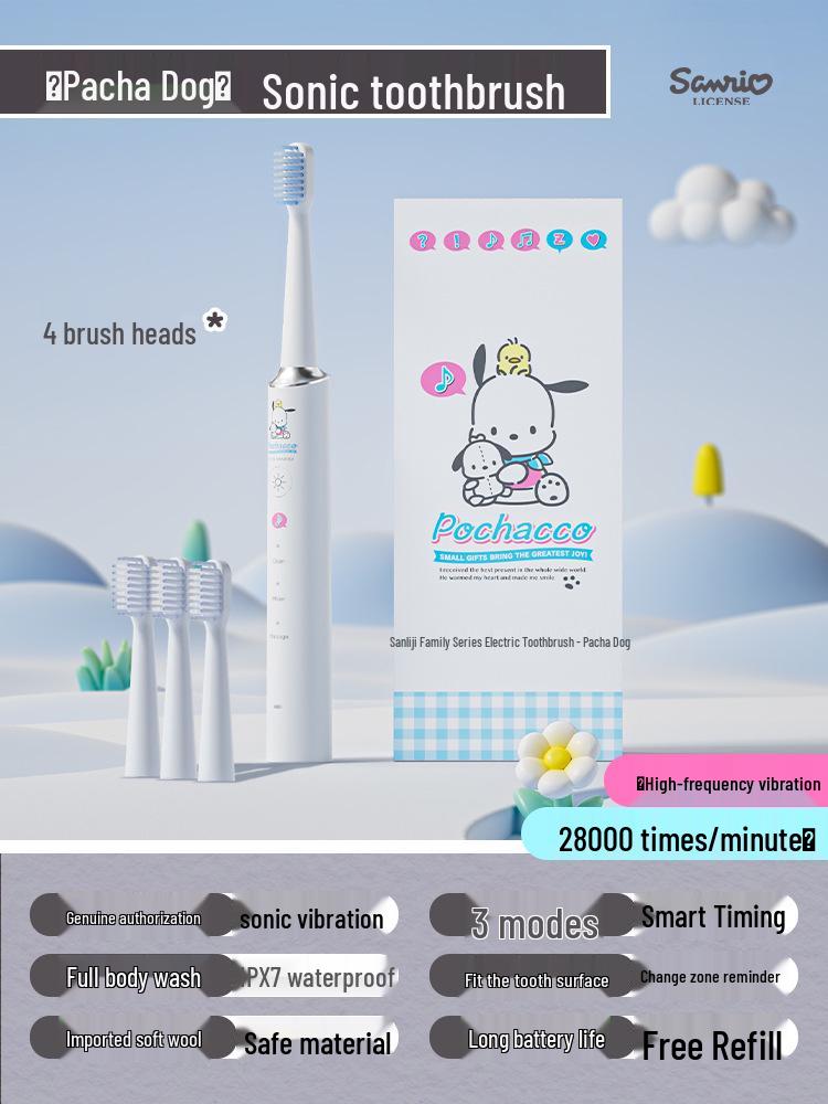 Sanrio Kuromi Wiederaufladbare Elektrische Zahnbürste für Kinder & Erwachsene - Weiche Borsten, Niedliches Design