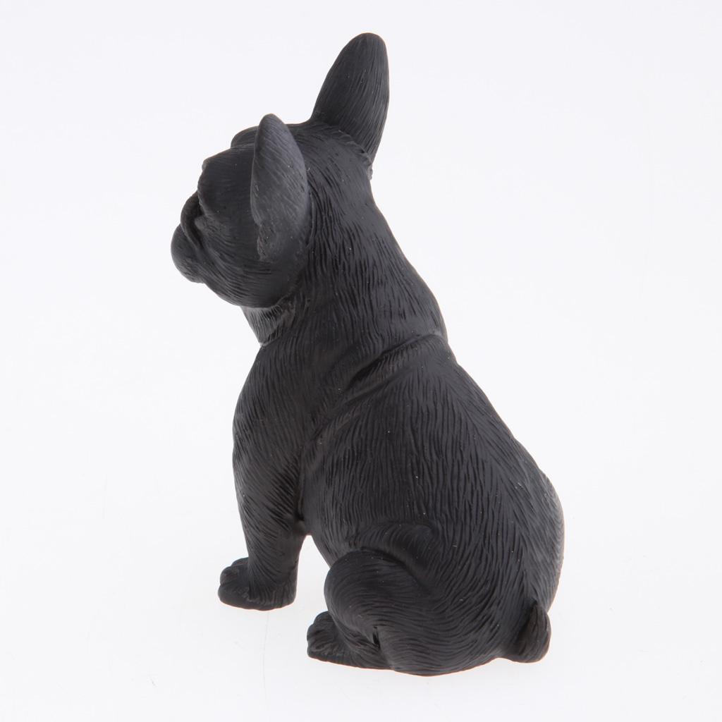 2 French Bulldogs Mini Cute Realistic Dog Figurine Home Desk Decoration Kids Toy
