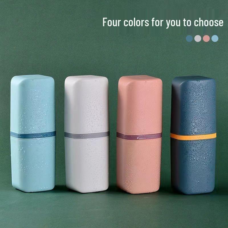 Portable Travel Toothbrush & Mouthwash Cup Set - Simple Household Storage for Couples