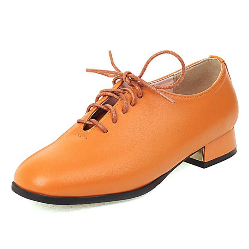 

New Fashion British Style Low Heel Lace up Large Women s Shoes
