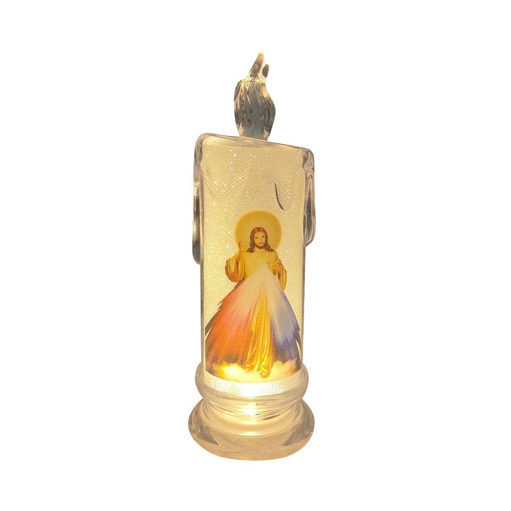 Jesus Catholic Christian Religious Ceremony Virgin Electronic Flameless LED Devotional Prayer Candles Light Religious Decoration