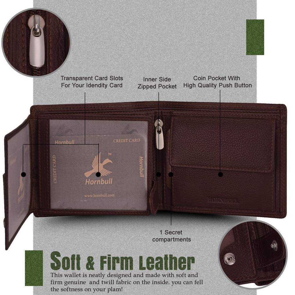 Themes Brown Mens Leather Wallet, Keyring & Pen Combo Gift Set for Men | Valentine's Day Gift Hamper for Men