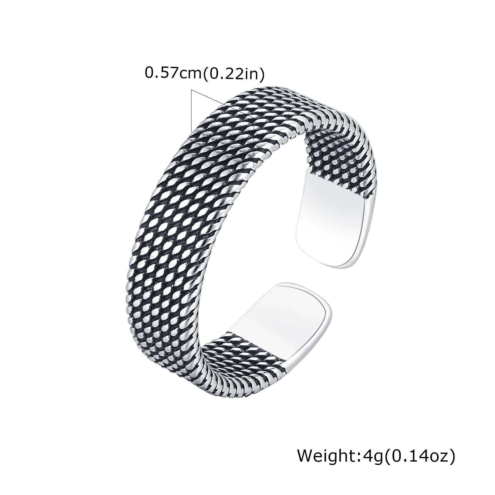 

Prjewel 5.7mm Woven Textured Open Ring for Men Boys Adjustable Simple Metal Finger Band Vintage Male Jewelry Father s Day Gift