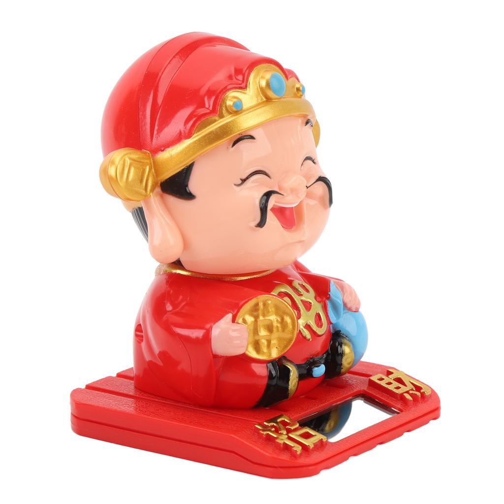 Cai Shen Statue Light Sensing Automatic Nodding Cai Shen Figurine for Car Dashboard Hotel