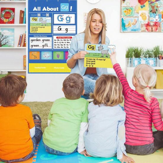Alphabet Learning Pocket Chart Toddlers 1-3 ABC 26 Letters Learning Wall Chart Classroom Preschool Handwriting Practice Letter Tracing Circle