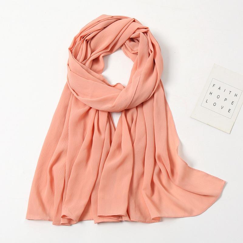 Monochrome natural wrinkled chiffon headscarf breathable pleated bag headscarf YW breathable sunscreen