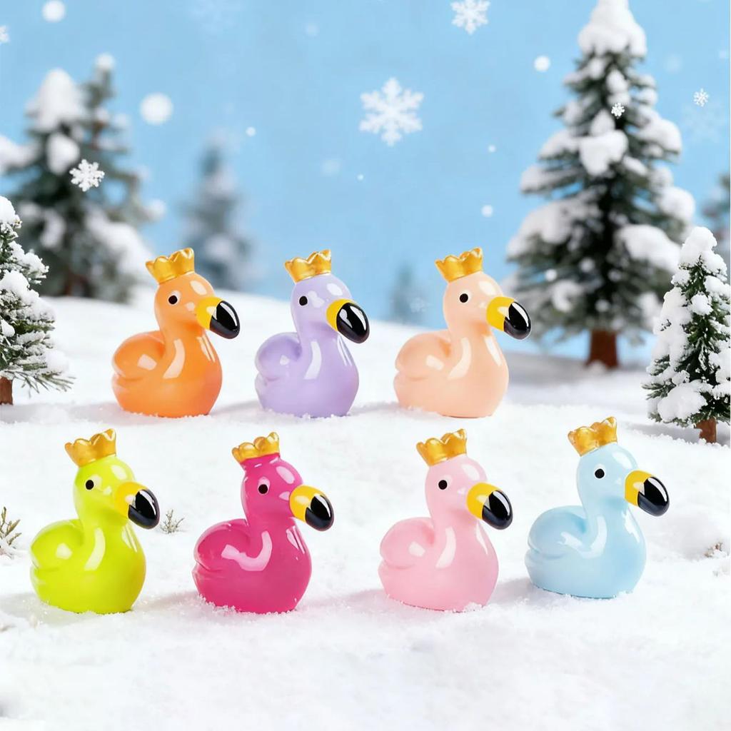 10/20Pcsresin Crown Flamingo Ornaments Collection For Fairy Garden Micro Landscape Wedding Centerpiece Diy Craft Display