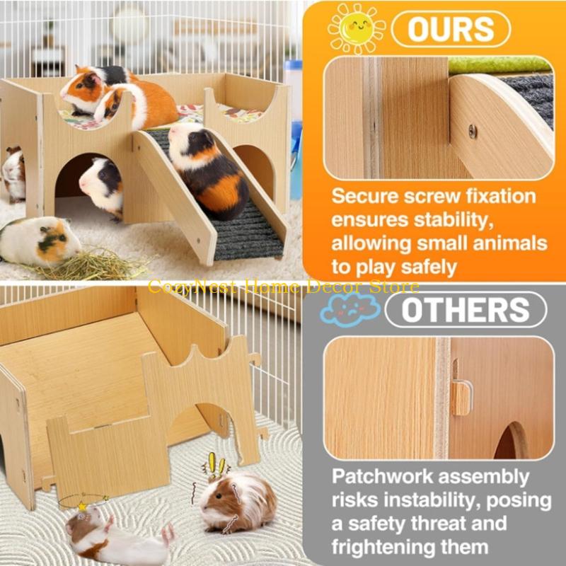 92MF Large Guinea Pigs House Cave Narural for Small Pet Hamster Playhouse with Easy Access Large House