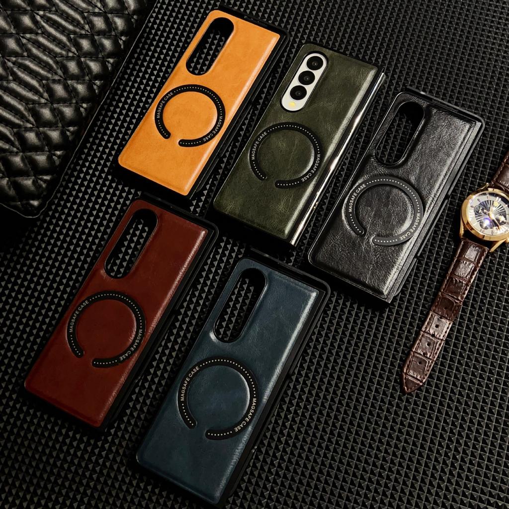Crazy Horse Pattern Retro Leather Pattern Magnetic Attraction Is Suitable for Samsung Z FOLD7 Mobile Phone Case Hinge Anti-drop Folding Z FOLD4/3