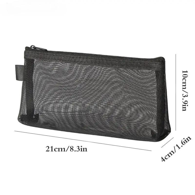 1Pc Simple Transparent Portable Mesh Pencil Case Office Storage Bag Student Pen Bag School Supplies Stationery Bag