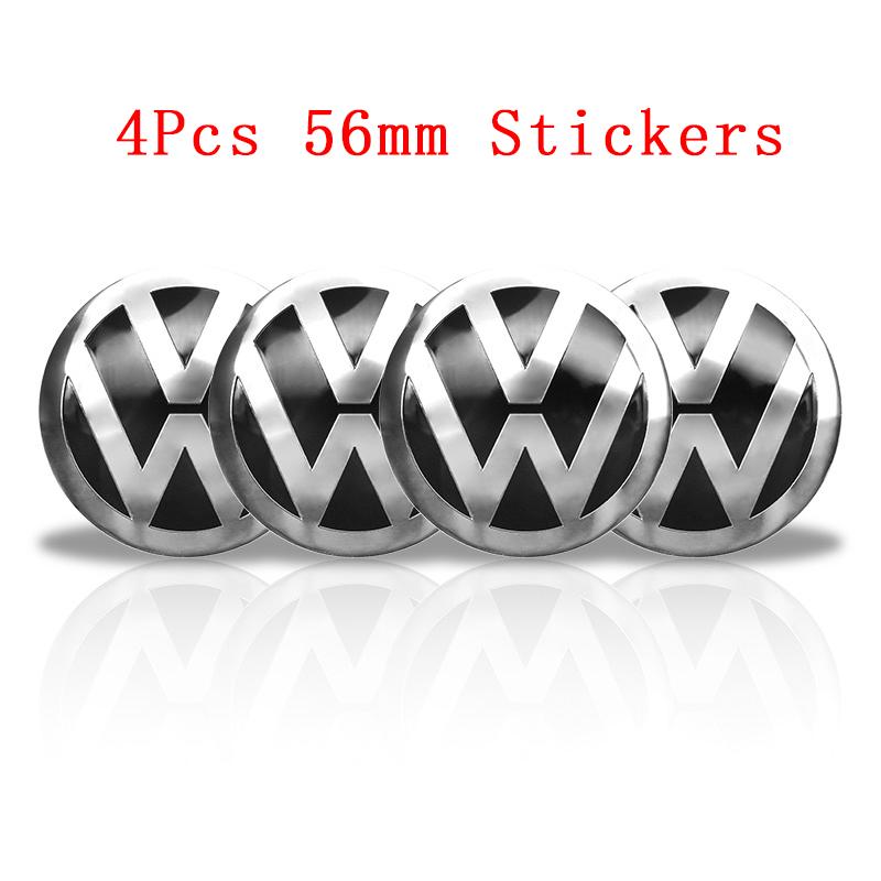 4Pc 55mm 56mm 60mm 65mm Car Wheel Center Hub Cap Rim Cover Stickers For Volkswagen VW GTI R-Line R Polo T5 Golf Passat Scirocco