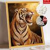 DIY Pearl Bead Art Canvas Tiger Pattern Frameless Creative Craft Painting Kit for Relaxing Home Wall Decoration