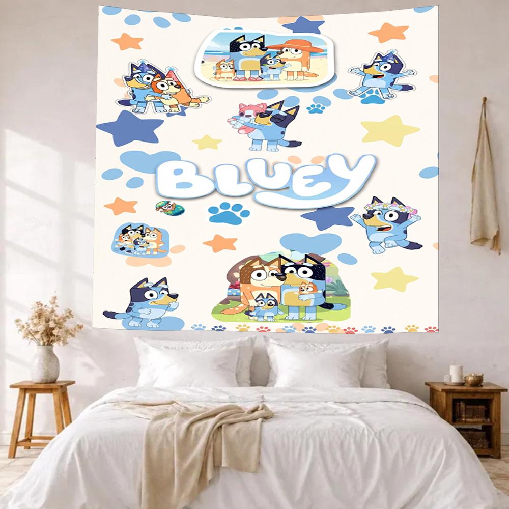 Bluey Wall Decor Tapestry Art For Pet Memorial Birthdaywedding Party Backdrop Family Gift