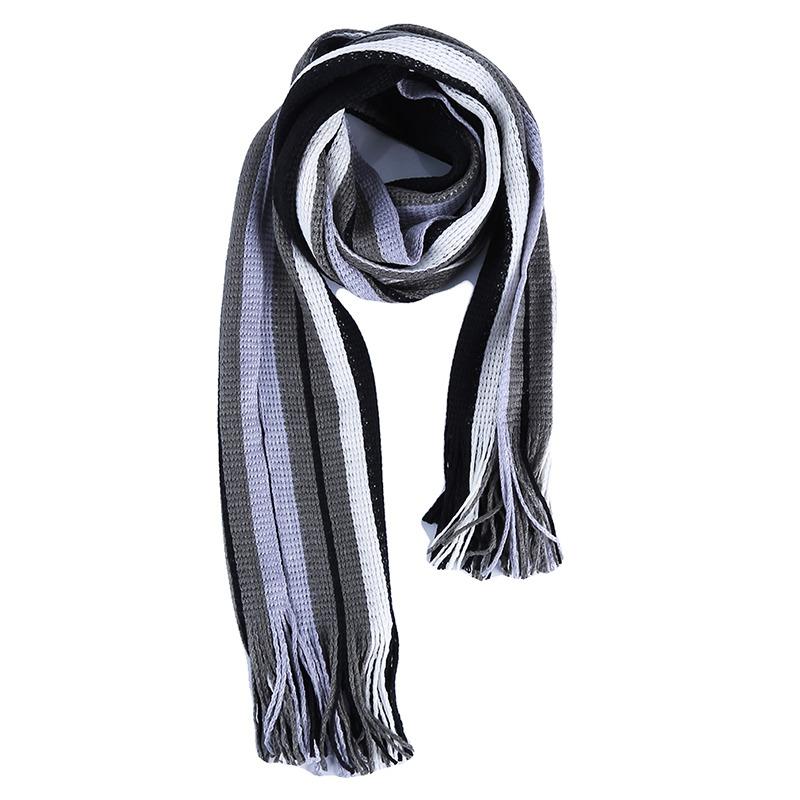 Classic Men's Scarf Winter Warm Faux Acrylic Soft Tassel Long Shawl Business Casual Striped Scarf Men's Clothing Accessories