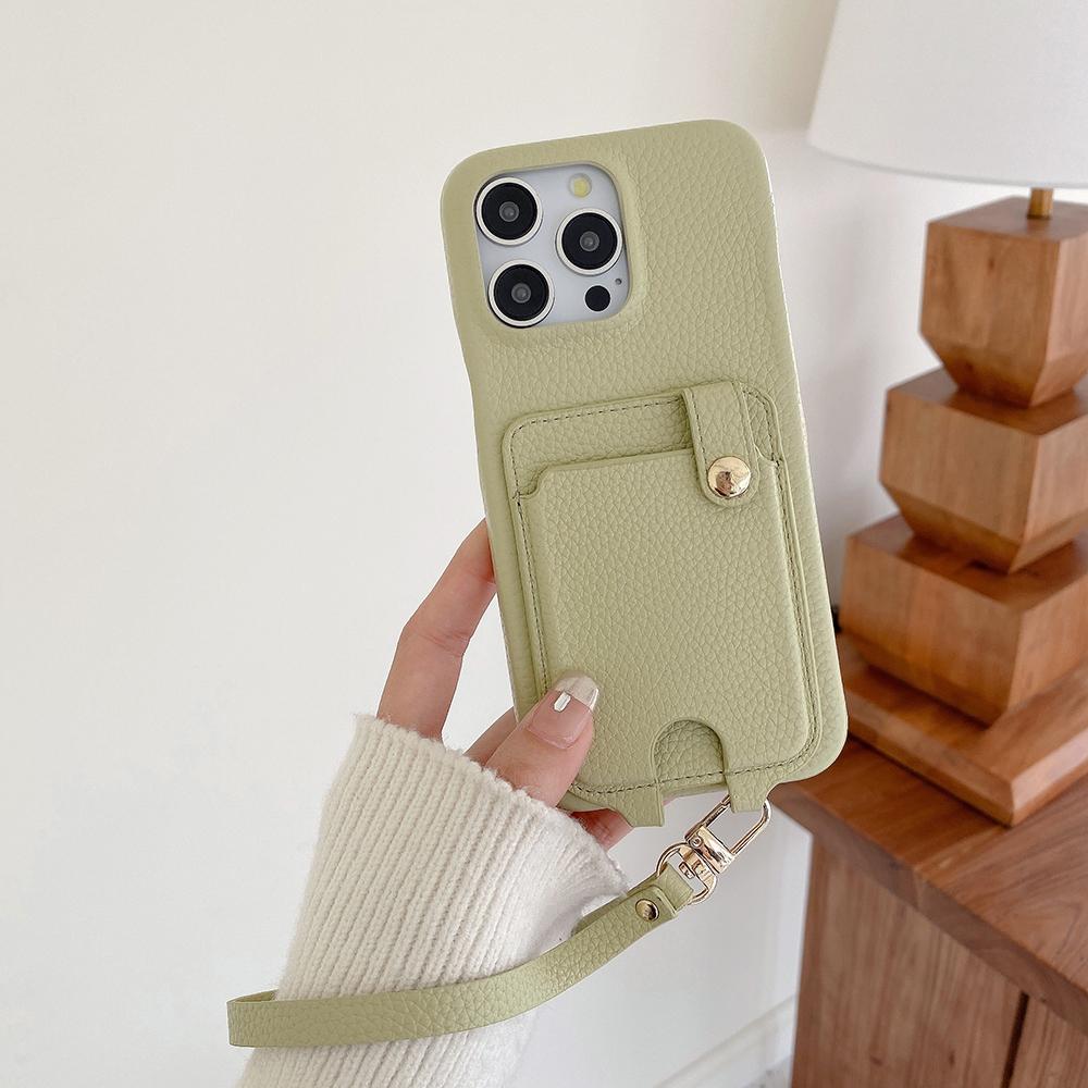 Für iPhone 15 Pro Max Hülle Multifunktionale Kartenfächer Leder Rückseite mit Handschlaufe