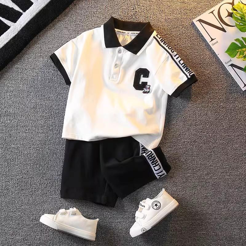 Stylish Summer Boys Short Sleeve Set Comfy Lightweight Cotton Polo Shirt 3 To 8 Years