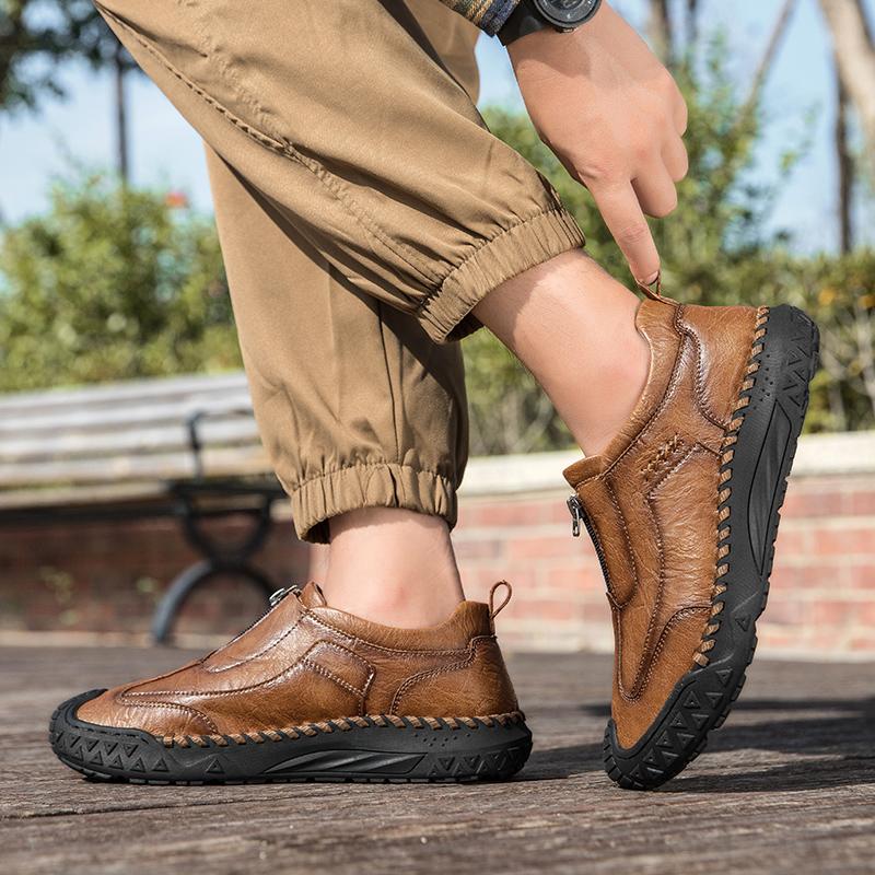 39-48 Men's Leather Casual Shoes Handmade Soft Working Boots Leather Ankle Boots Large Size Driving Moccasins Boots