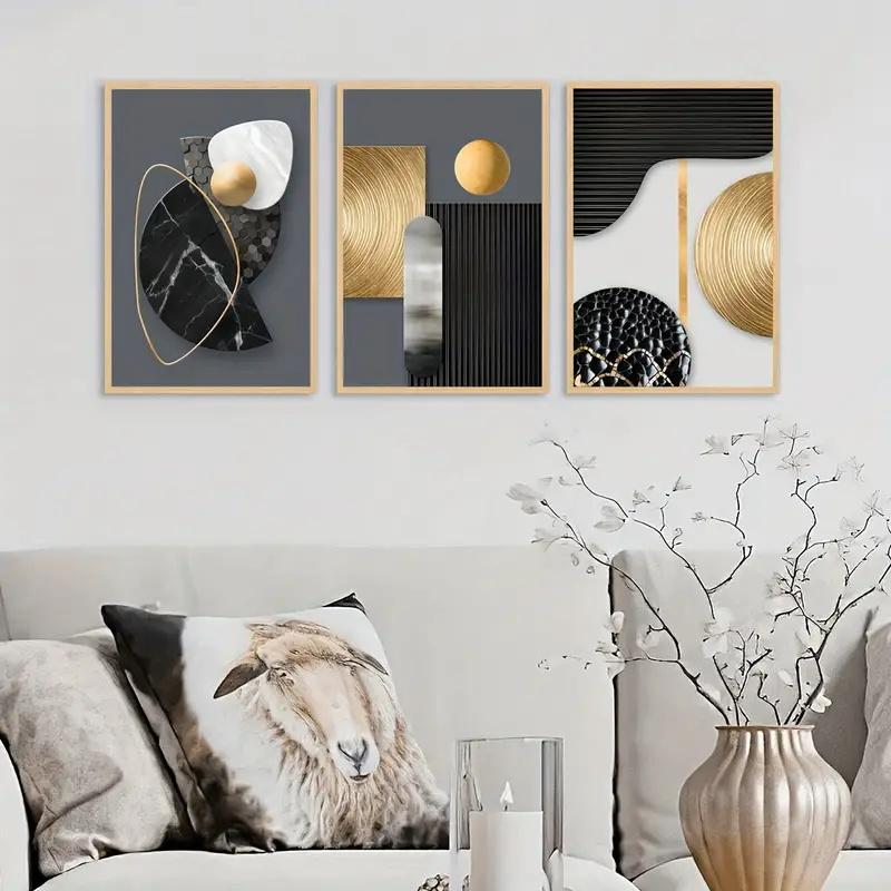 3pcs Canvas Poster Abstract Geometry Art Beautiful Marble Art Simple Design Decoration Gift for Friend Living Room Bedroom Decor