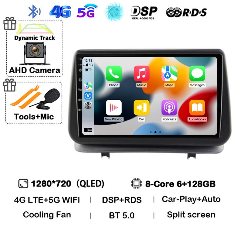 Android 14 Auto Carplay For Renault Clio 3 CLIO 3 2005-2014 WIFI+4G Car Radio Navigation GPS Stereo Video Player 360 Camera DSP