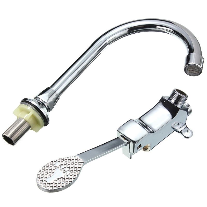 Bathroom Basin Faucet Switch Control By Floor Foot Pedal Valves Copper Single Cold Tap Kichen Foot-operated Faucet Bathroom