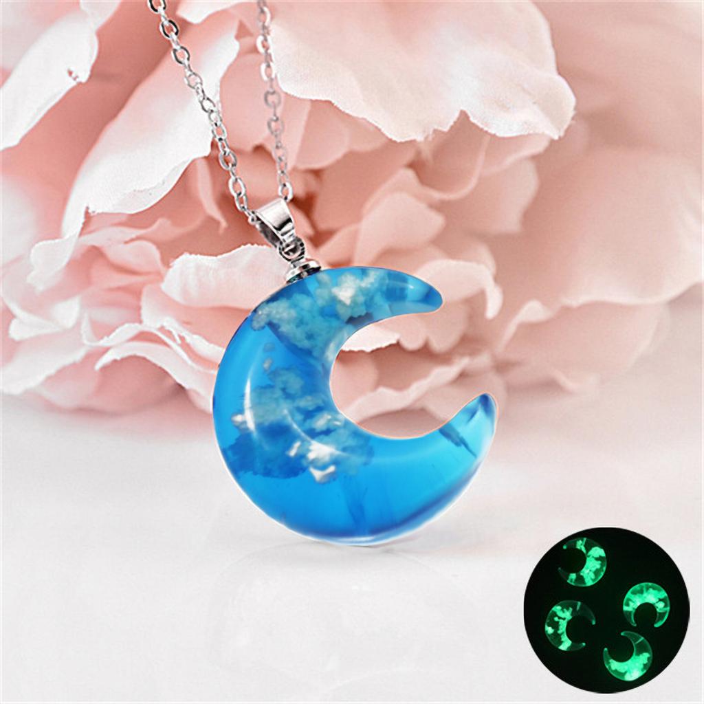 Elegancki przezroczysty żywiczny naszyjnik z wisiorkiem Rould Ball Moon dla kobiet, niebieskie niebo, biały naszyjnik z chmurami, modna biżuteria, prezenty dla dziewczyny