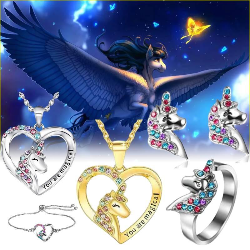 Heart Unicorn Pegasis Shaped Necklace Hollow Out Bracelet Simplicity Fashion