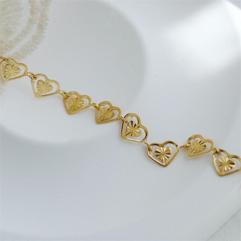 Gold Plated Heart-Shaped Hollow Bracelet - Fashion Jewelry 