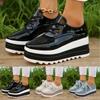 Women's Fashion Bright Leather Solid Color Square Toe Strap Platform Casual Shoes Womens Business Casual Shoes Size 9