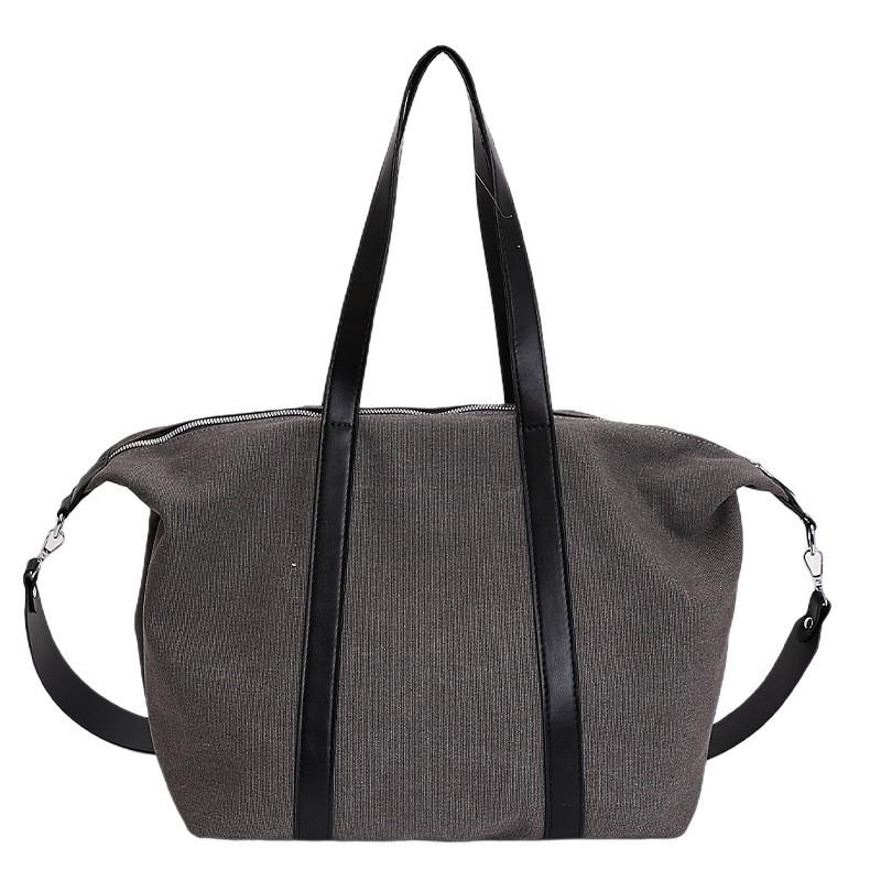 Large Capacity Canvas Tote Bag Women Spacious Crossbody Shoulder With Zip Street Style Daily Commute Travel