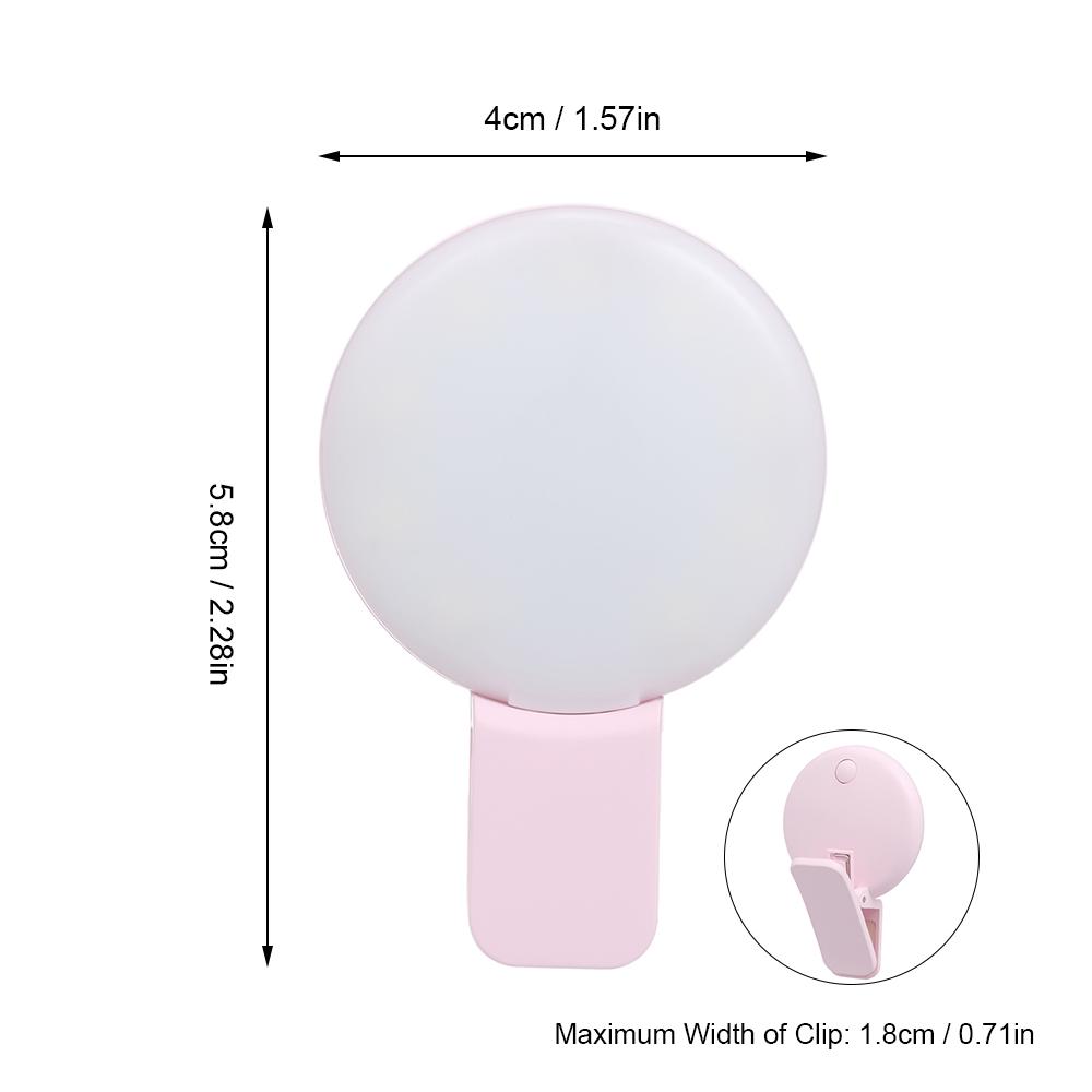 Mini Selfie Ring Light Rechargeable Selfie LED Camera Light with 3 Levels of Brightness Makeup