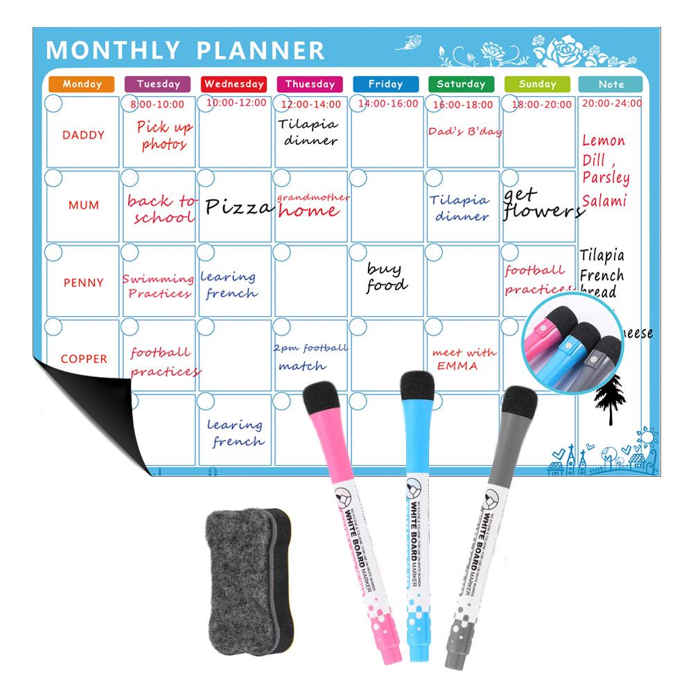 A3 Magnetic Erasable Monthly & Weekly Planner Whiteboard Set for Refrigerator