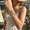 Dopamine Starfish Imitation Pearl Bracelet for Women Boho Gold Pated Enamel Bangle Summer Beach Dainty Wrist Jewelry Gift