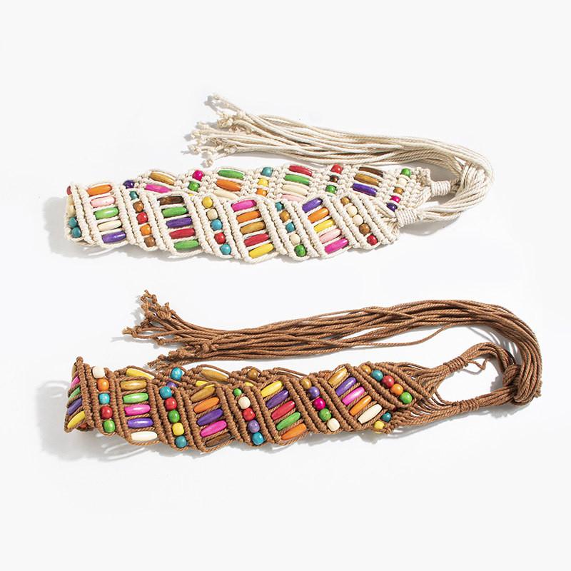 Bohemian Resort Waist Belt With Handmade Beaded Weaving For Womens Style Summer