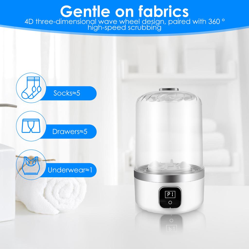Mini Washing Machine 1L USB Rechargeable Portable Underwear Socks Electric Wireless Charging Washing Cup Laundry Bucket