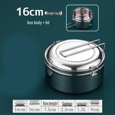 Homeglen 304 Stainless Steel Round Bento Lunch Box with Handle