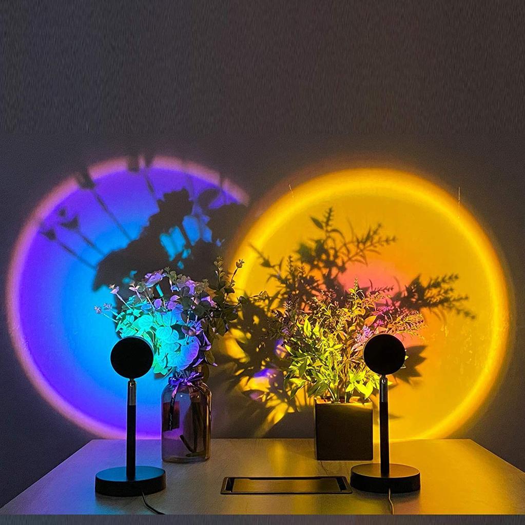 USB Rechargeable Sunset Lamp - Rainbow Projection Desk Light